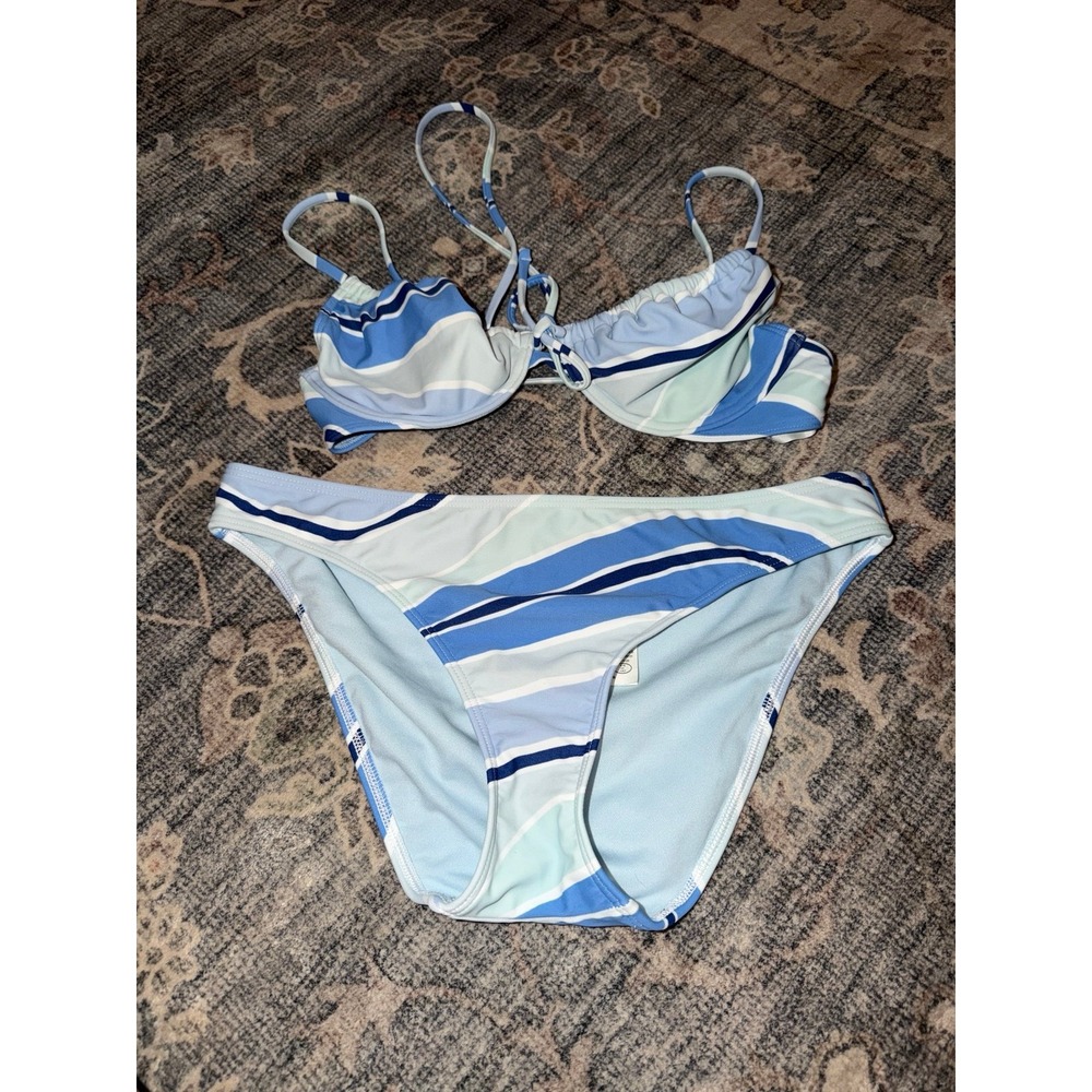 Hollister Blue Bikini Set Striped